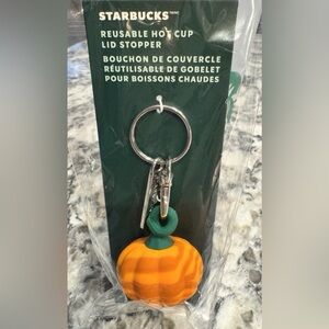Starbucks 2025 Fall Pumpkin Hot Cup Lid Stopper & Keychain,NWT